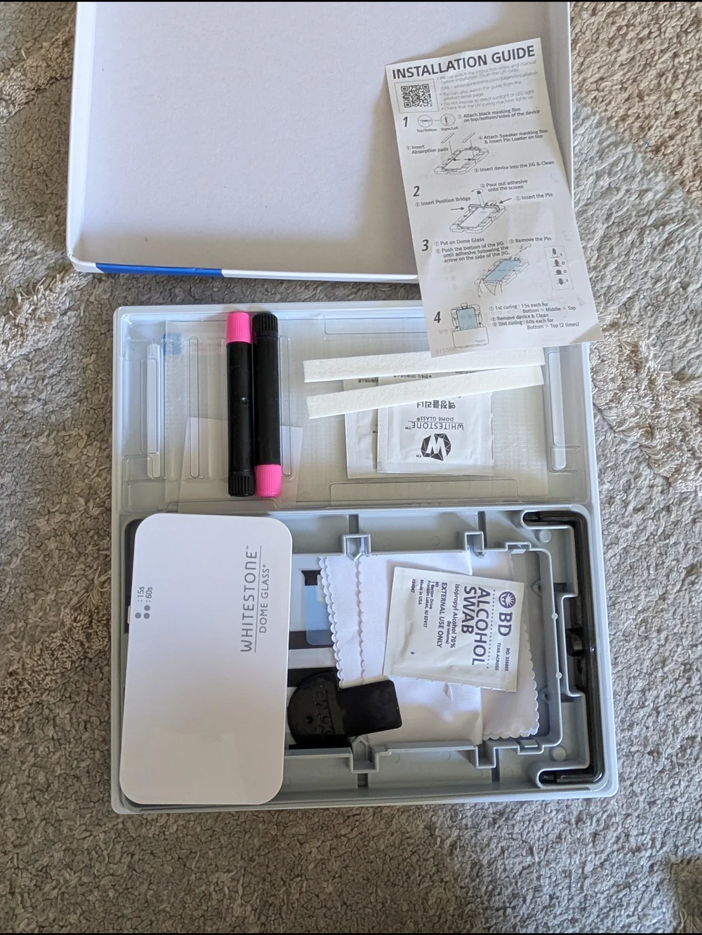 Pixel 8 pro Wht Dome Glass Screen Protector (1) AND OtterBox Defender Pro Case